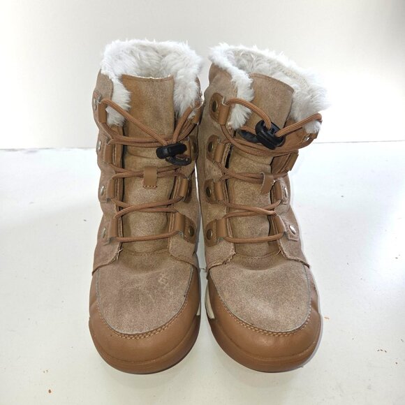 Sorel Explorer II Joan Faux Fur Boot Suede Velvet Tan size 7 - Picture 2 of 10